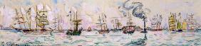 The Departure of the Fishing Trawlers to Newfoundland, 1928 (w/c on paper)