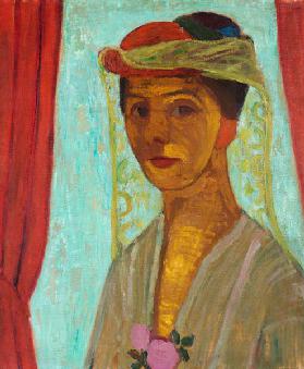 Self-portrait with hat and veil