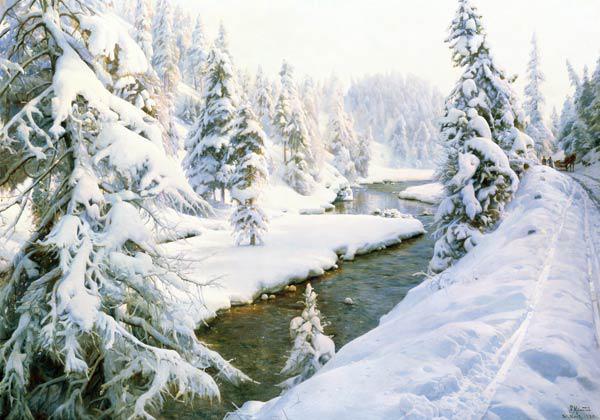 Winter landscape with St. Moritz.
