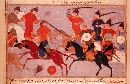 Ms Pers.113 f.49 Genghis Khan (c.1162-1227) in Battle from Persian School
