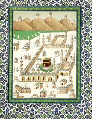 Schematic View of Mecca, showing the Qua'bah, from a book on Persian ceramics (print) from Persian School