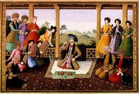Ms E-14 f.98a Shah Suleyman II (1641-91) and his courtiers