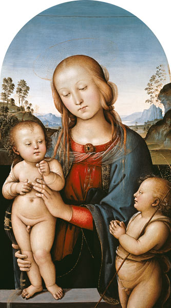 The virgin with the child and the Johannesknaben from Perugino (eigentl. Pierto di Cristoforo Vanucci)