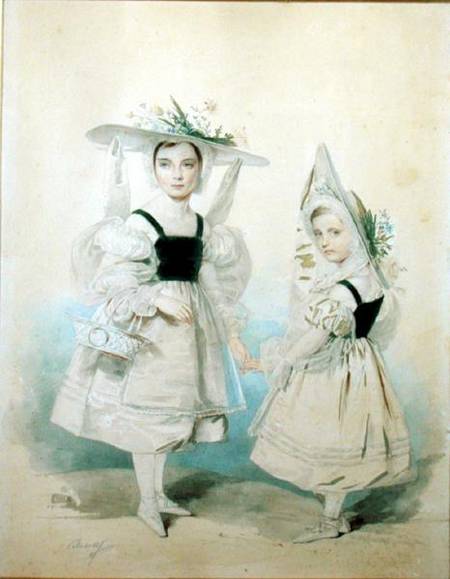Portrait of the Grand Princesses Olga and Alexandra in Fancy Dress from Peter Fedorowitsch Sokolov