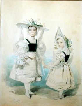 Portrait of the Grand Princesses Olga and Alexandra in Fancy Dress