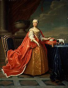 Maria Anna Caroline, duchess of Bavaria with a short hair terrier from Peter Jakob Horemans