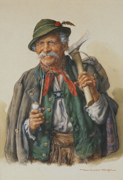 Alpine woodcutter with pipe from Peter Krämer