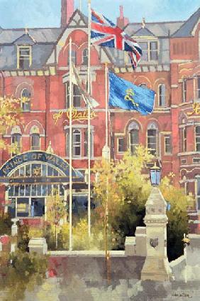 Flags outside the Prince of Wales, Southport, 1991 (oil on canvas) 
