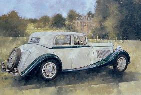 The Green and White Bentley at Althorp (oil on canvas) 