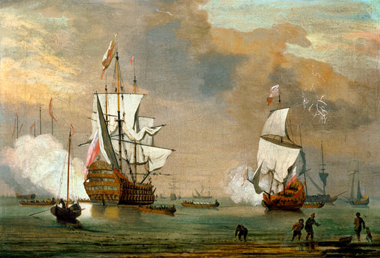 Warships Firing a Salute from Peter Monamy