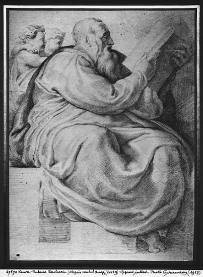 The Prophet Zacharias, after Michangelo Buonarroti (1475-1564) (pierre noire & red chalk on paper) from Peter Paul Rubens