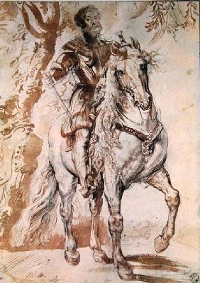 Study for an equestrian portrait of the Duke of Lerma (1553-1625) 1603 (pen & ink on paper)