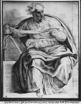 The Prophet Joel, after Michangelo Buonarroti (pierre noire & red chalk on paper)