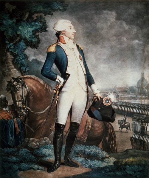 Portrait of the Marquis de La Fayette (1757-1834) commander of the National Guard from Philibert-Louis Debucourt