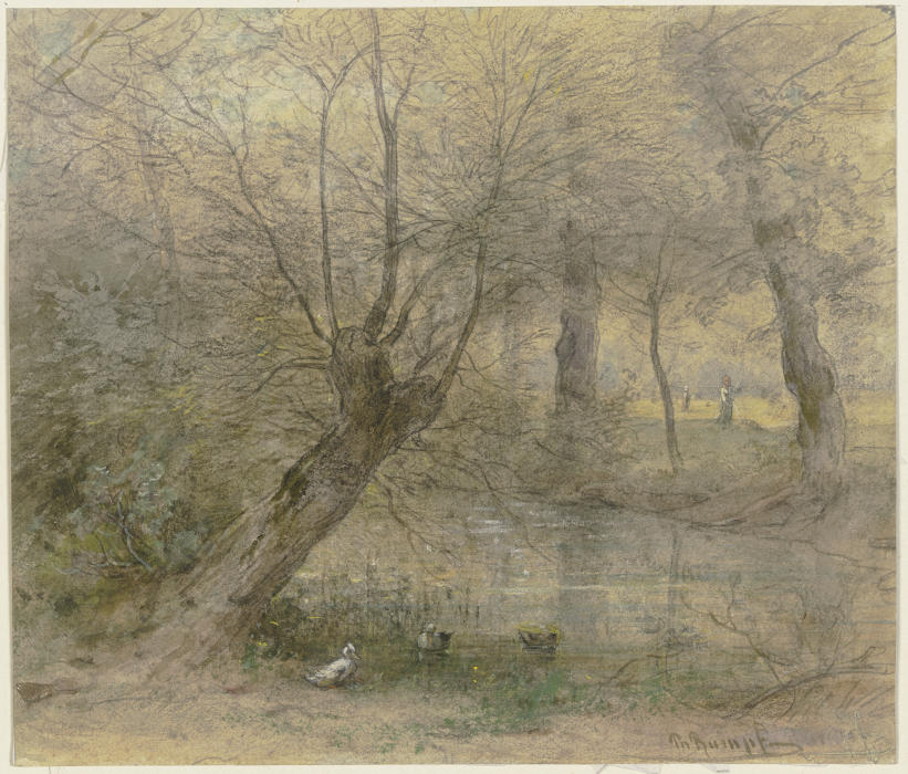 Partie von der Nied in der Nähe des Brentanoschen Parkes in Rödelheim, von Enten belebt from Philipp Rumpf