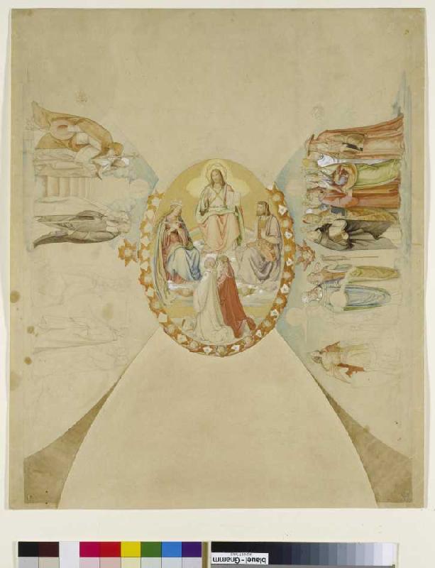 The paradise. The outline for the ceiling fresco of the Dantezimmers casino Massimo in Rome from Philipp Veit