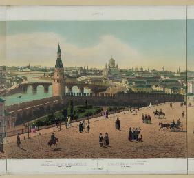 View of the Cathedral of Christ the Saviour and the Moscow Kremlin (from a panoramic view of Moscow 