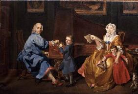 Burckhardt Tschudi with his wife and two children