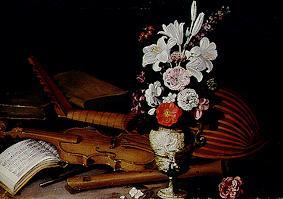 Quiet life with flowers and musical instrument from Pier Francesco Cittadini