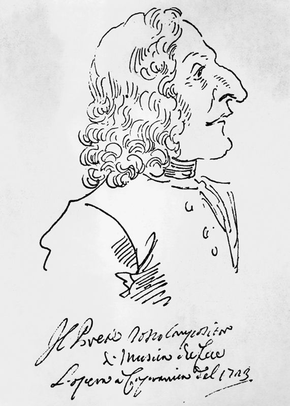 Caricature of composer Antonio Vivaldi from Pier Leone Ghezzi