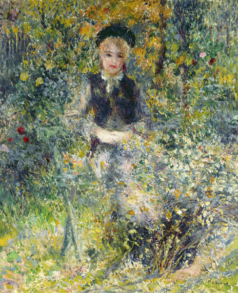 Young girl at a garden bank. from Pierre-Auguste Renoir