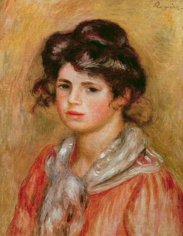Young Girl With A White Handkerchief from Pierre-Auguste Renoir