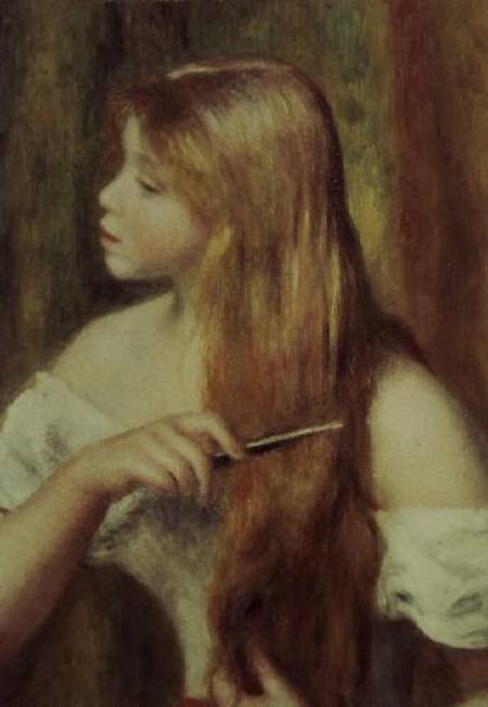 Blonde girl combing her hair from Pierre-Auguste Renoir