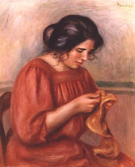 Gabrielle darning from Pierre-Auguste Renoir
