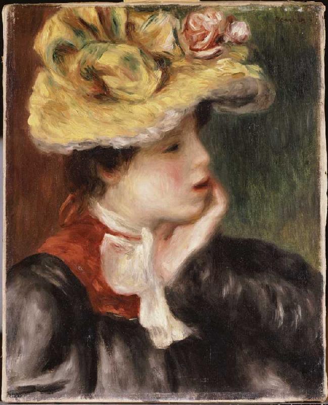 Mädchen mit einem gelben Hut. from Pierre-Auguste Renoir