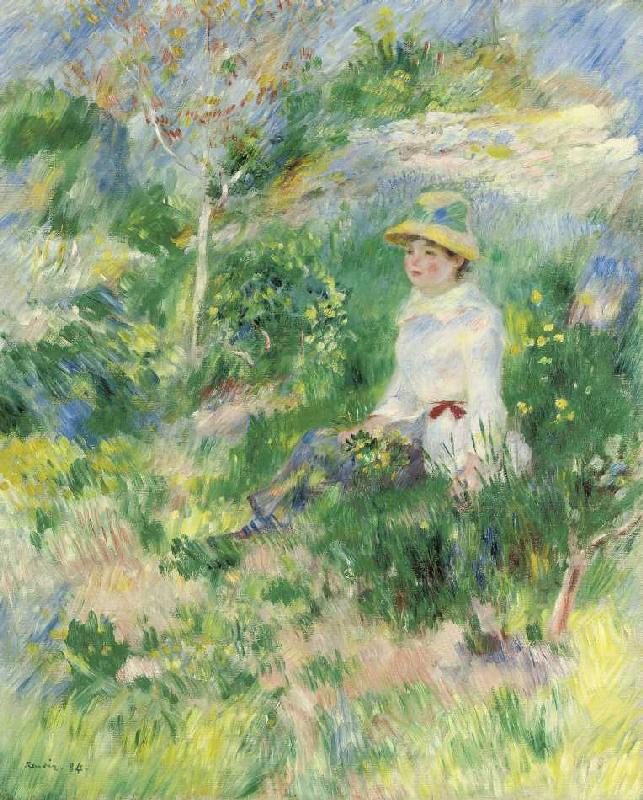 Sommer, junge Frau auf einer Blumenwiese from Pierre-Auguste Renoir