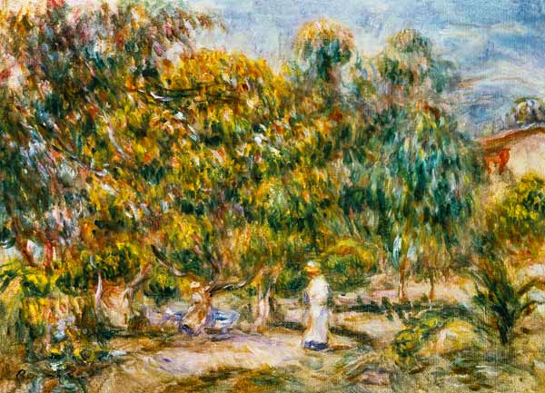 The woman in white in the garden of Les Colettes from Pierre-Auguste Renoir