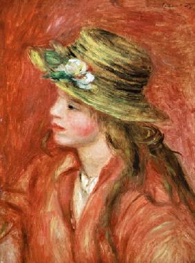 Young girl with straw hat