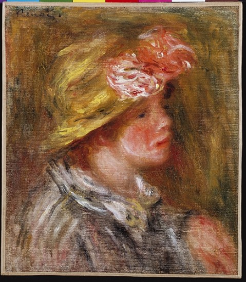 Young Woman in a Flowery Hat (Portrait of Andree) c.1917 from Pierre-Auguste Renoir