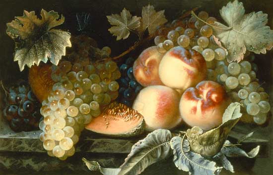 Still Life with Peaches, Melon and Grapes from Pierre Dupuis