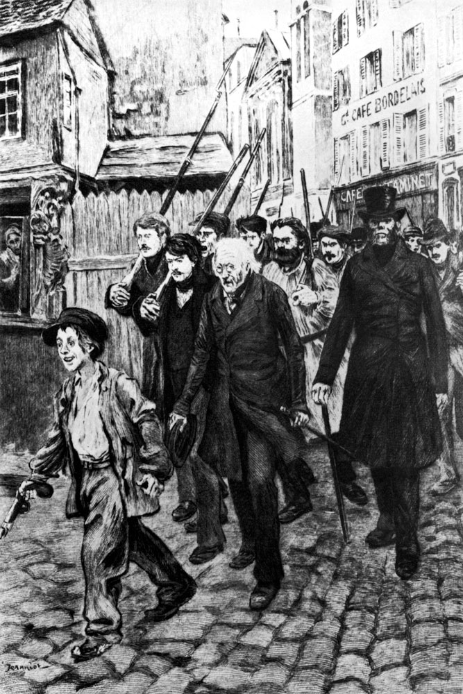 Gavroche Leading a Demonstration, illustration from 'Les Miserables' by Victor Hugo from Pierre Georges Jeanniot