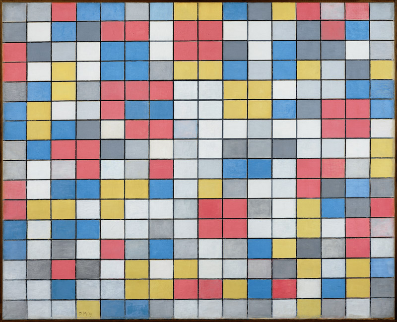 Composition with Grid 9: Checkerboard Composition with Light Colours from Piet Mondrian