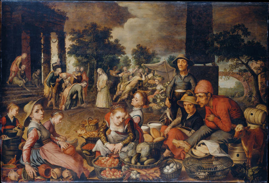 Market Scene with Christ and the Adulteress from Pieter Aertsen