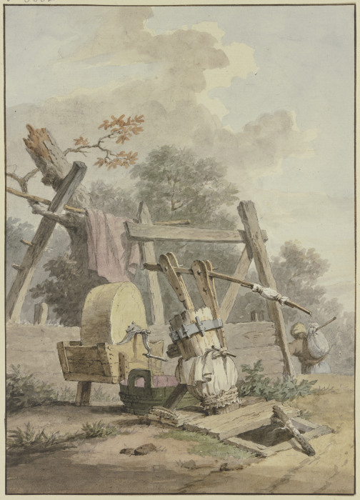 Ein Schleifstein bei einem Brunnen from Pieter Bartholomeusz. Barbiers