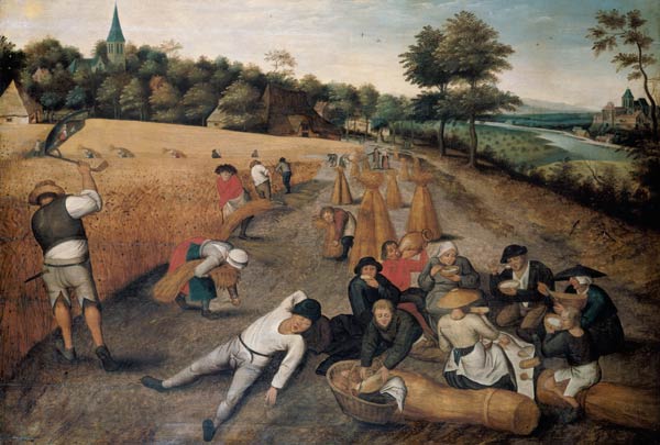 At the grain harvest from Pieter Brueghel the Younger