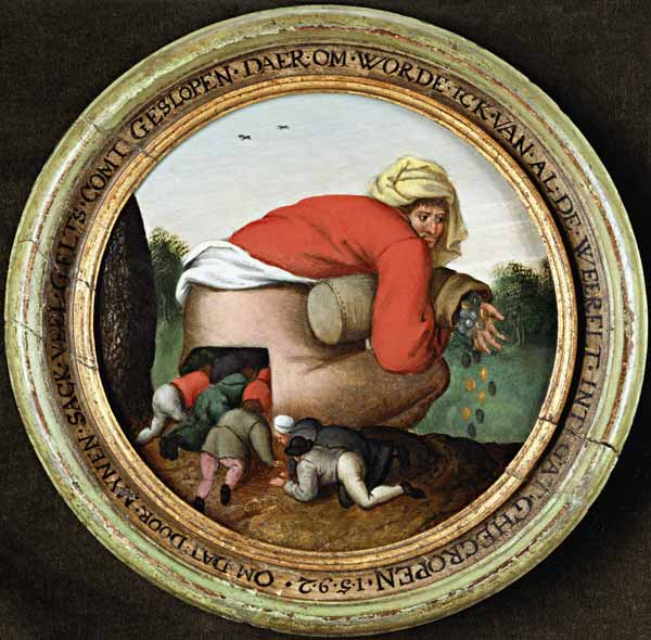 The man with the money bag and his sycophants from Pieter Brueghel the Younger