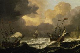 P.Coopse, Stormy sea and three ships