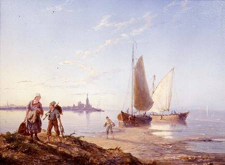 Fishing Boats off the Shore from Pieter Cornelis Dommerson