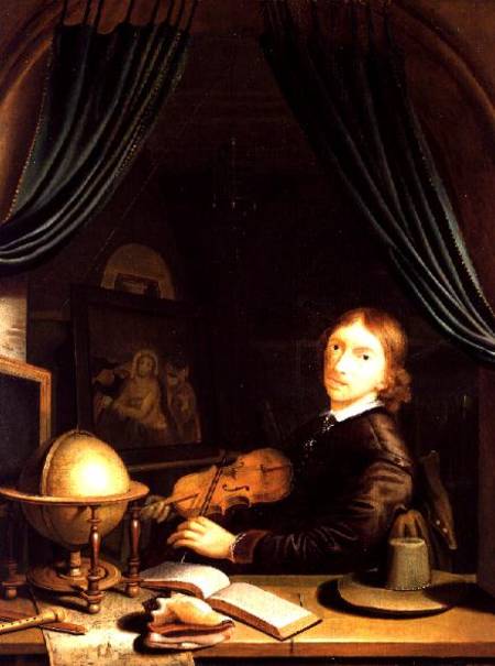 A Musician Playing a Violin by a Draped Casement from Pieter Cornelisz van Egmont
