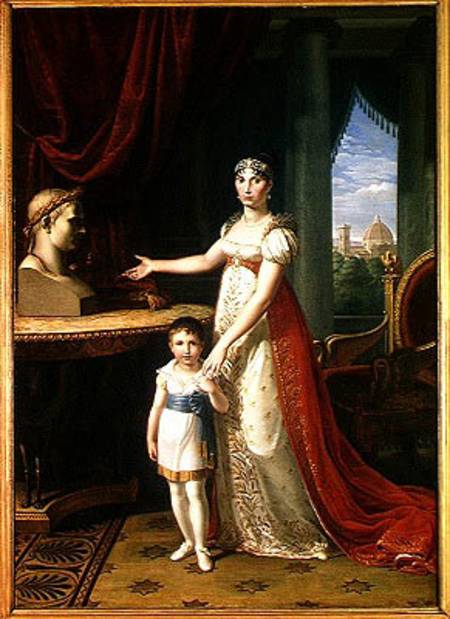 Elisa Bonaparte (1777-1820) Grand Duchess of Tuscany and her Daughter Napoleone-Elisa from Pietro Benvenuti