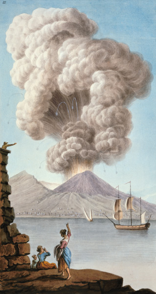 Eruption of Vesuvius, Monday 9th August 1779, plate 3, published as a supplement to 'Campi Phlegraei from Pietro Fabris