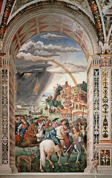 The Departure of Aeneas Silvius Piccolomini for Basel from Pinturicchio