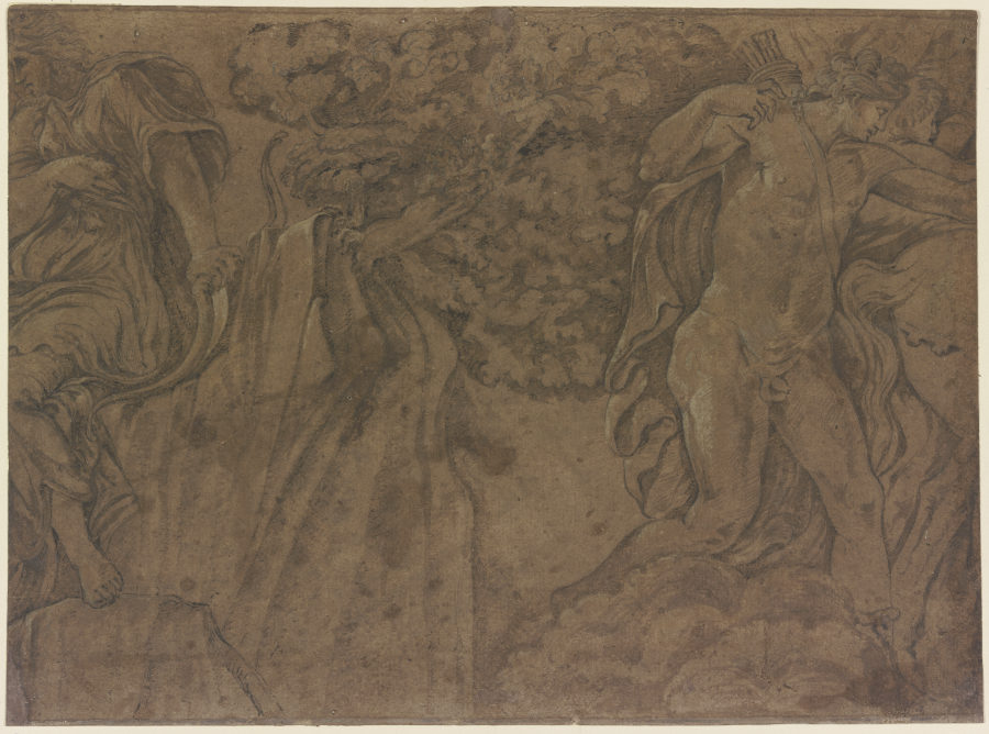 Apollo rächt seine Schwester Diana und tötet die Töchter der Niobe, aus dem verlorenen Niobidenfries from Polidoro da Caravaggio