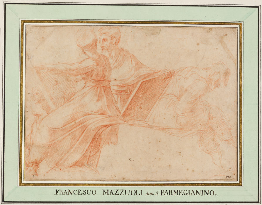 Zwei sitzende Propheten und eine vornüber gebeugte Figur from Polidoro da Caravaggio
