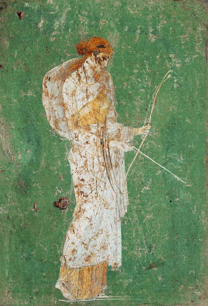 Roman civilization. Fresco depicting Diana from Pompei, wall painting