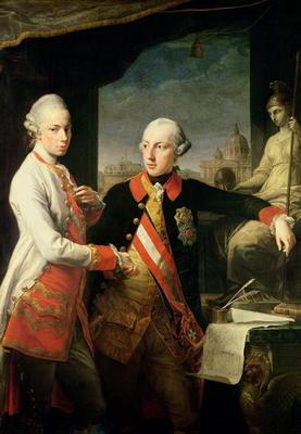 Kaiser Joseph II (1741-90), and the Grand Duke Leopold of Tuscany, 1769, (oil on canvas)